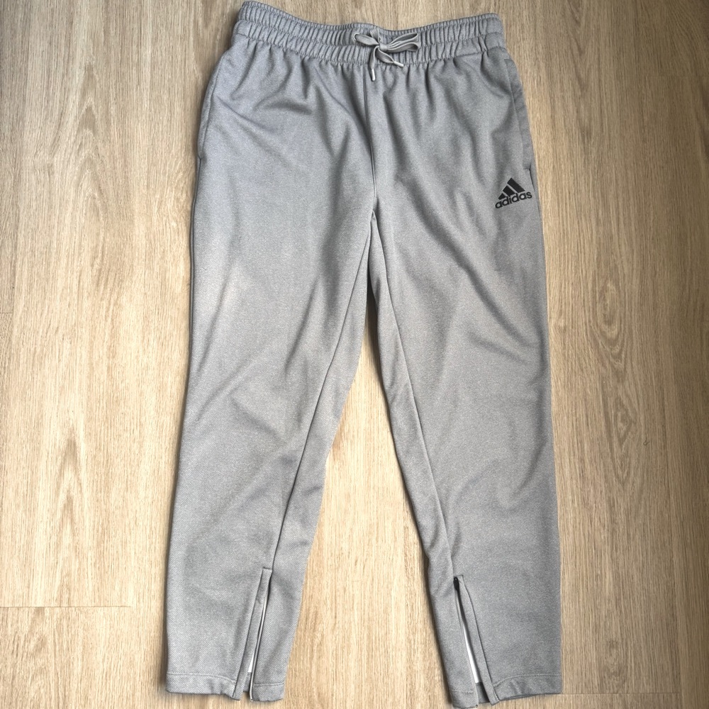 Adidas Men’s Sz Large Light Gray Elastic Waist Drawstring Super Comfy Sweatpants